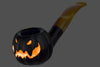 Blue Room Briars is proud to present this Blue Room Briars Pipe 2025 Halloween Bent Carved Glow in the Dark Jack-O'-Lantern