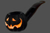 Blue Room Briars is proud to present this Blue Room Briars Pipe 2025 Halloween Bent Carved Glow in the Dark Jack-O'-Lantern