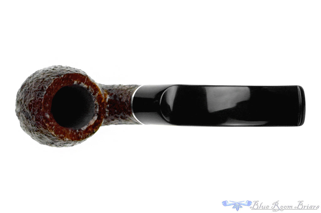 Blue Room Briars is proud to present this  Rossi Sera (Savinelli) Bent Rusticated Billiard (6mm Filter) with Nickel UNSMOKED Estate Pipe