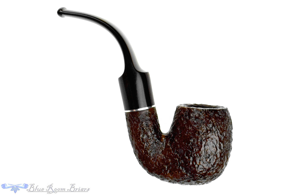 Blue Room Briars is proud to present this  Rossi Sera (Savinelli) Bent Rusticated Billiard (6mm Filter) with Nickel UNSMOKED Estate Pipe