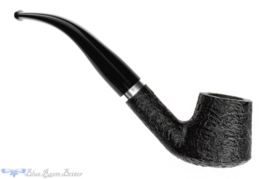 Blue Room Briars is proud to present this Brigham 84 Bent Sandblast Volcano (Rock Maple Filter) with Nickel UNSMOKED Estate Pipe