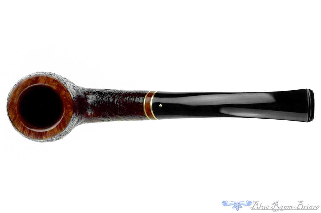 Savinelli Punto Oro Mister G 606 KS Bent Sandblast Billiard (6mm Filter) with Brass Estate Pipe
