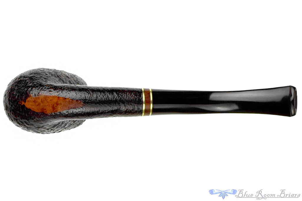 Savinelli Punto Oro Mister G 606 KS Bent Sandblast Billiard (6mm Filter) with Brass Estate Pipe