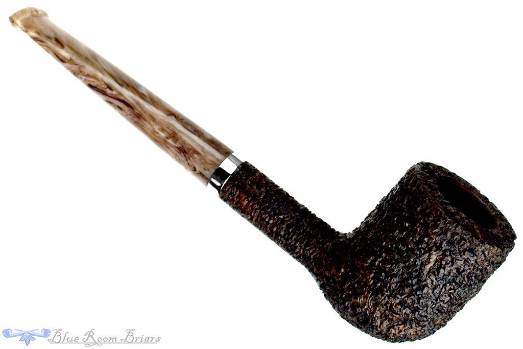 Blue Rom Briar is proud to present this Jan Pietenpauw Rusticated Billiard with Nickel UNSMOKED Estate Pipe