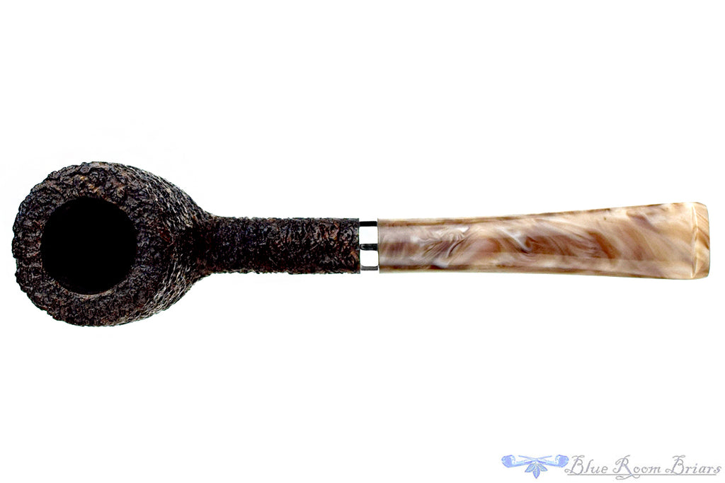 Blue Rom Briar is proud to present this Jan Pietenpauw Rusticated Billiard with Nickel UNSMOKED Estate Pipe