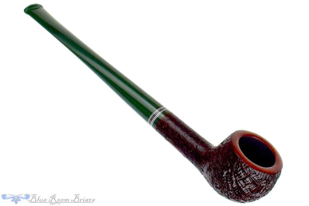 Blue Room Briars is proud to present this Reid Robertson Pipe 065 Sandblast Straight Prince with Fordite