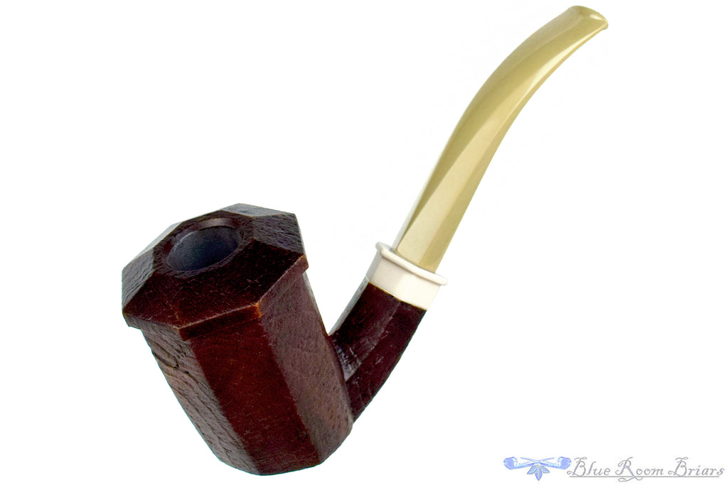Blue Room Briars is proud to present this Marek Cikl Pipe Bent Sandblast Panel Briar Calabash with Ivorite