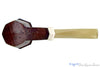 Blue Room Briars is proud to present this Marek Cikl Pipe Bent Sandblast Panel Briar Calabash with Ivorite