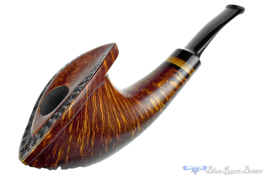 Blue Room Briars is proud to present this  C. Kent Joyce Pipe Live Edge Horn with Bodark and Plateau