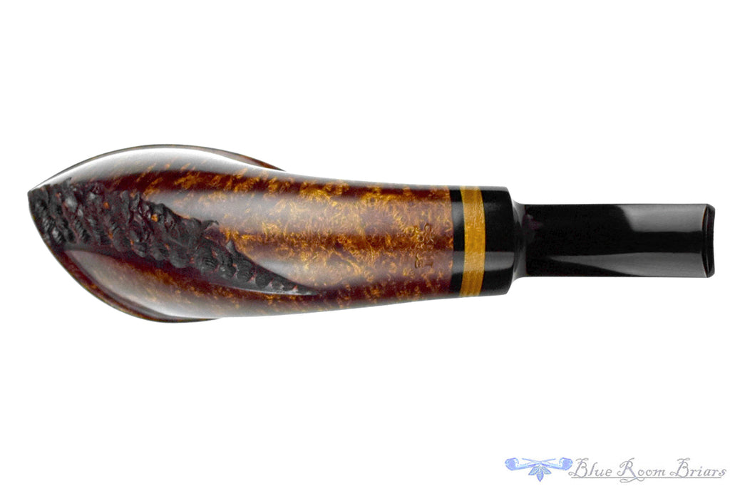 Blue Room Briars is proud to present this  C. Kent Joyce Pipe Live Edge Horn with Bodark and Plateau