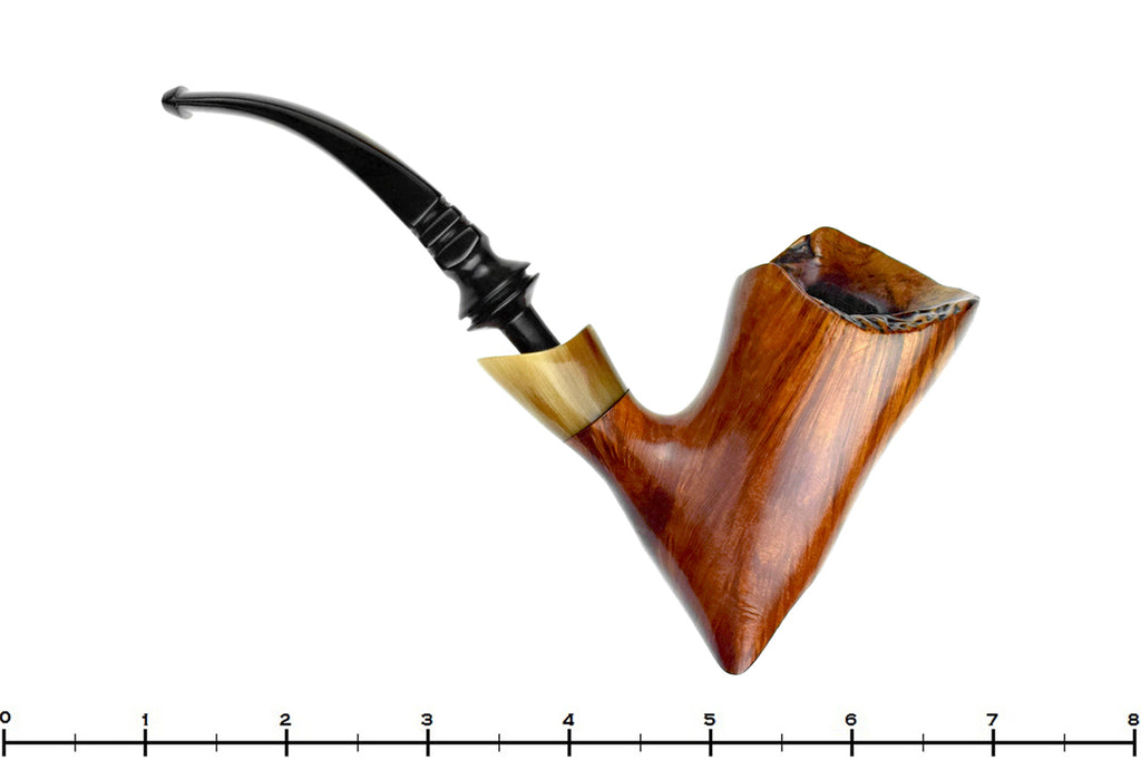 Cellini Original Bent Freehand with Plateau and Horn Ferrule Estate Pipe