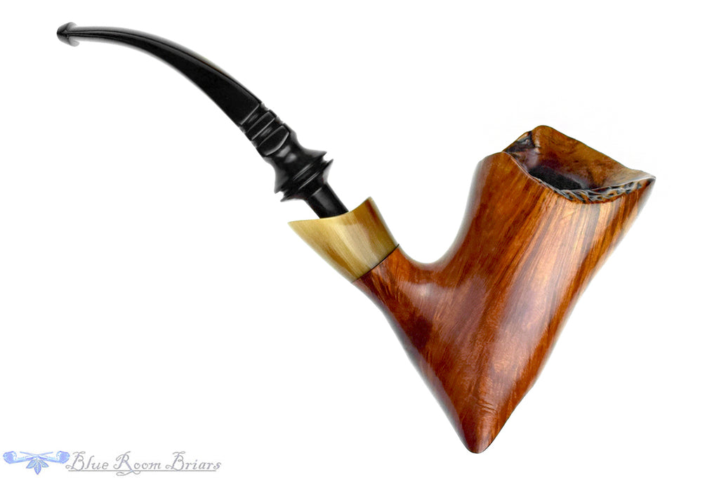 Cellini Original Bent Freehand with Plateau and Horn Ferrule Estate Pipe