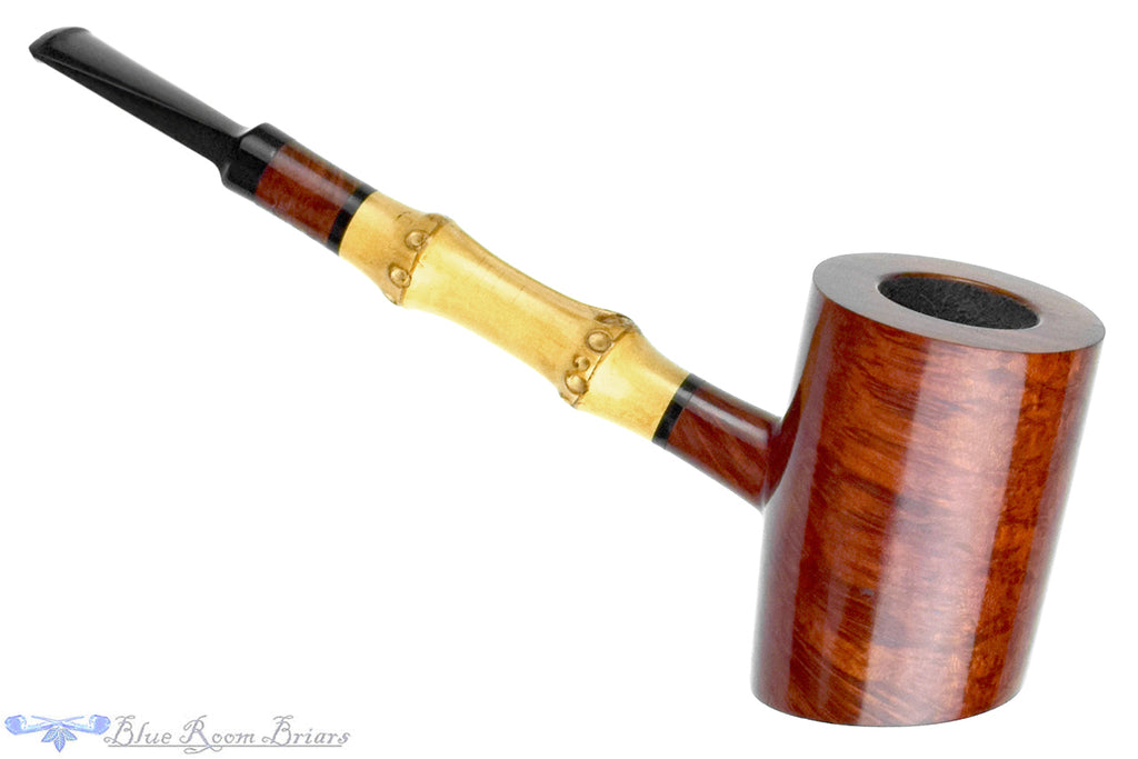 Bjarne Nielsen Handmade Bent Cherrywood Poker Sitter with Bamboo UNSMOKED Estate Pipe