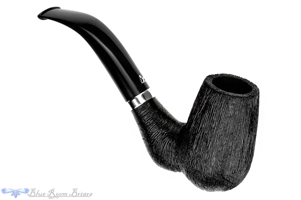 Blue Room Briars is proud to present this L'Anatra Dalle Uova D'oro Gigante Bent Brush Carved Egg with Nickel Estate Pipe