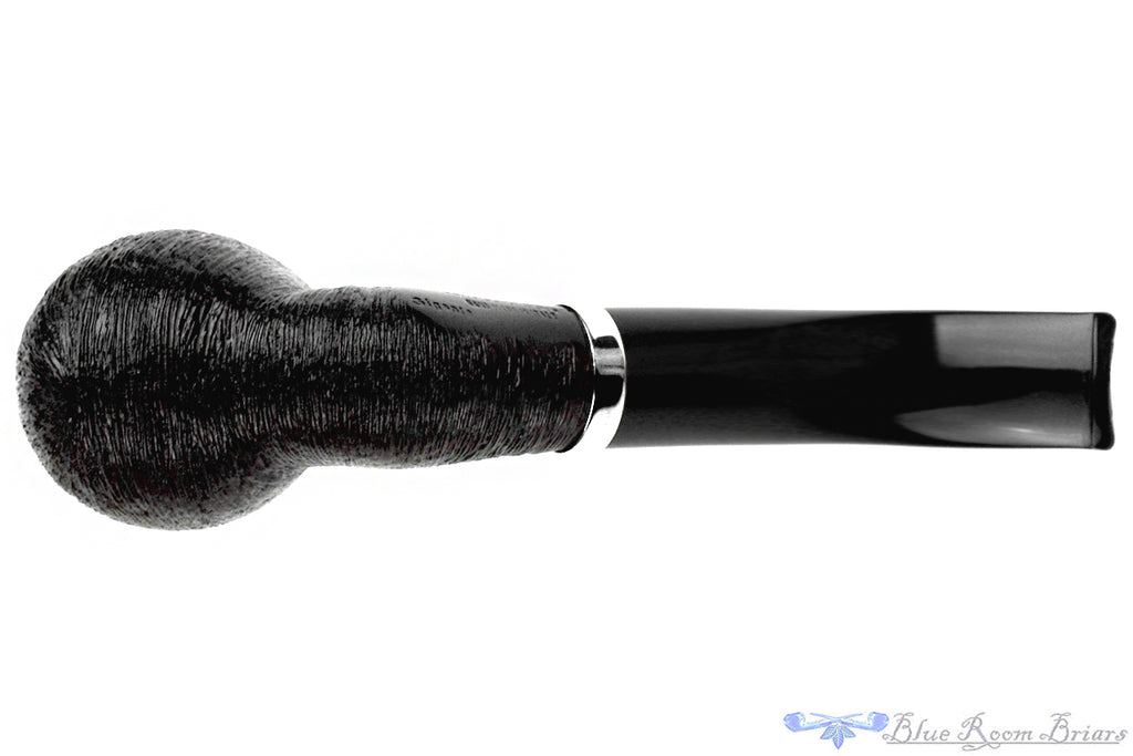 Blue Room Briars is proud to present this L'Anatra Dalle Uova D'oro Gigante Bent Brush Carved Egg with Nickel Estate Pipe
