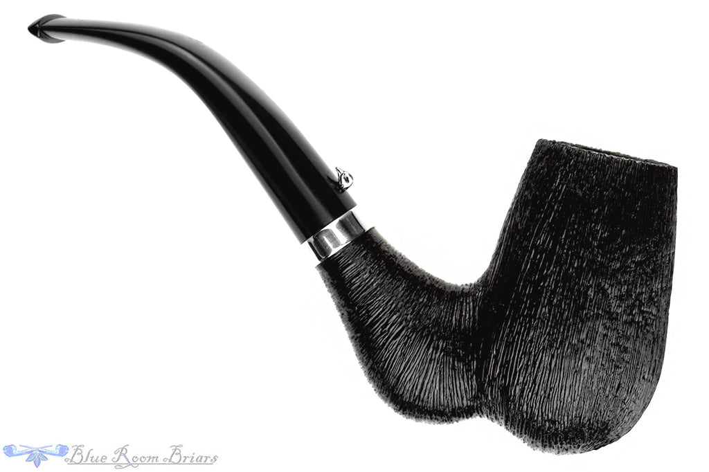 Blue Room Briars is proud to present this L'Anatra Dalle Uova D'oro Gigante Bent Brush Carved Egg with Nickel Estate Pipe