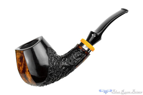 Savinelli Bruna 513 KS Bent Rusticated Foursquare (9mm Filter) Sitter with Brass