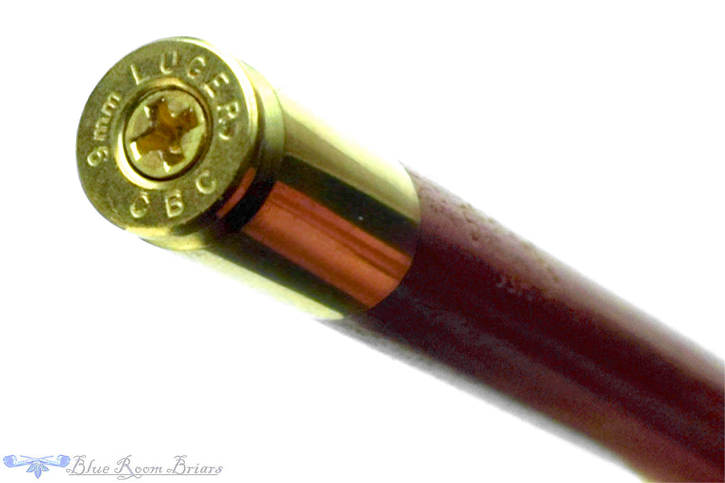 Blue Room Briars is proud to present this Bill Shalosky Custom Tamper Makore with 9mm CBC Shell Casing