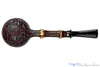Blue Room Briars is proud to present this Joe Hinkle Pipe 26DF Sandblast Tomato Sitter with Dark Bamboo and Horn