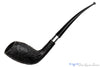 Blue Room Briars is proud to present this Larsen Super Grain Handmade Sandblast Bent Belge Estate Pipe with Silver Repair Band and Replacement Stem
