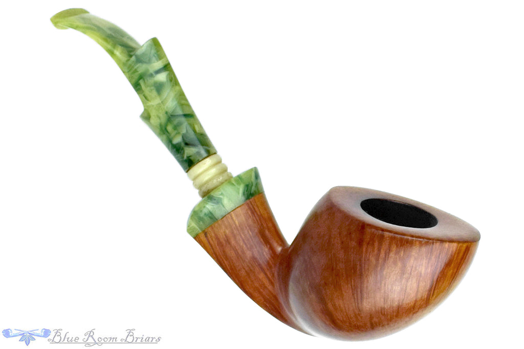 Blue Room Briars is proud to present this Mario Grandi Bent Freehand Scoop with Acrylic and Ivorite Estate Pipe