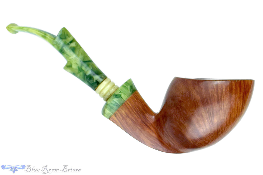Blue Room Briars is proud to present this Mario Grandi Bent Freehand Scoop with Acrylic and Ivorite Estate Pipe