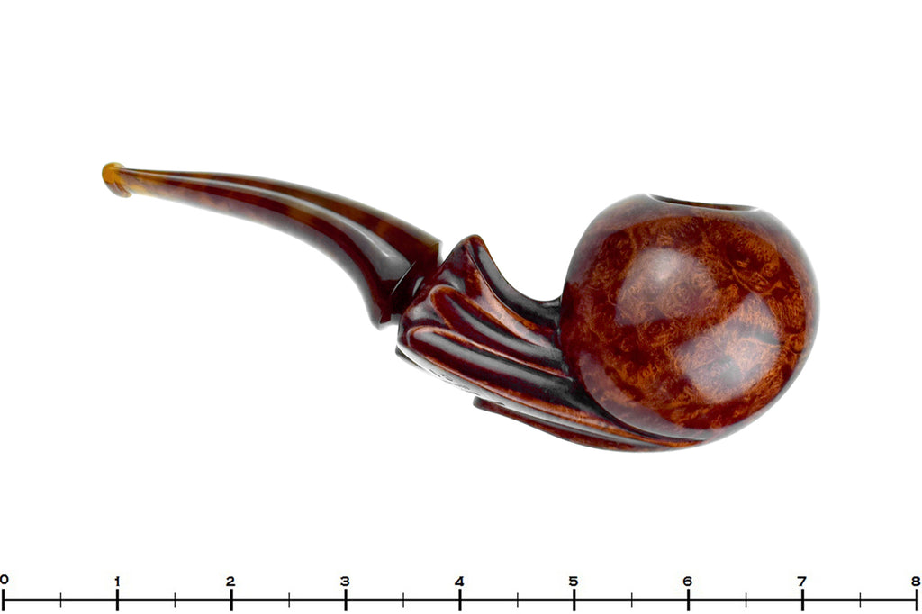 Manuel Shaabi C1 Bent Carved Blowfish with Tortoise Shell Estate Pipe