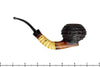 Blue Room Briars is proud to present this Nils Frederiksen Pipe A Bent Carved Sandblast Tomato with Bamboo, Brindle and Custom Black and White Ebony and Brass Tamper