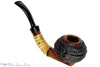 Blue Room Briars is proud to present this Nils Frederiksen Pipe A Bent Carved Sandblast Tomato with Bamboo, Brindle and Custom Black and White Ebony and Brass Tamper