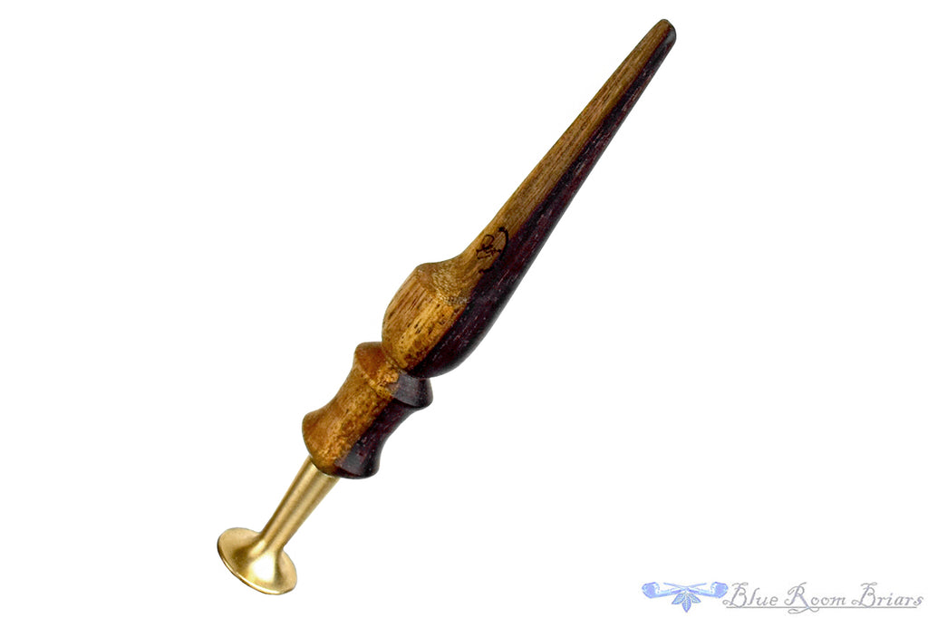 Blue Room Briars is proud to present this Nils Frederiksen Pipe A Bent Carved Sandblast Tomato with Bamboo, Brindle and Custom Black and White Ebony and Brass Tamper