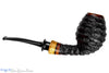 Blue Room Briars is proud to present this Nils Frederiksen Pipe A Bent Carved Sandblast Egg with Maser Birch and Custom Maser Birch and Brass Tamper