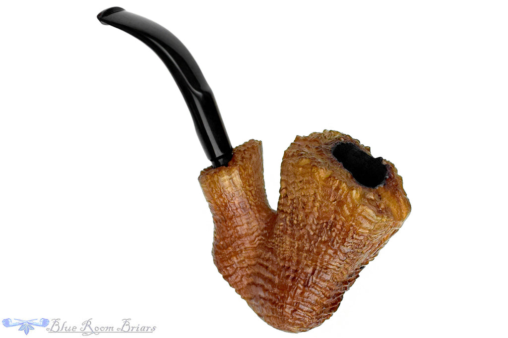 Blue Room Briars is proud to present this Sasieni Four Dot Ruff-Root 105 Bent Sandblast Freehand with Plateaux Estate Pipe