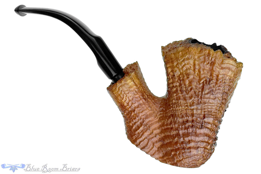 Blue Room Briars is proud to present this Sasieni Four Dot Ruff-Root 105 Bent Sandblast Freehand with Plateaux Estate Pipe