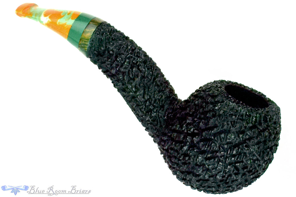 Blue Room Briars is proud to present this Dr. Bob Pipe Green Rusticated Hawkbill with Acrylic