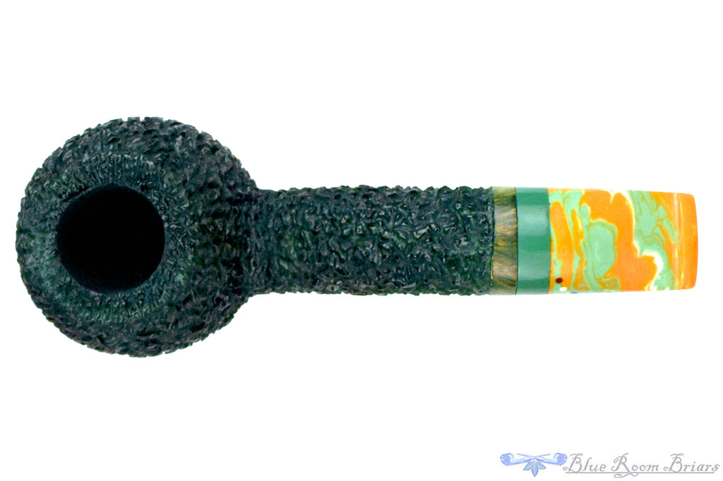 Blue Room Briars is proud to present this Dr. Bob Pipe Green Rusticated Hawkbill with Acrylic