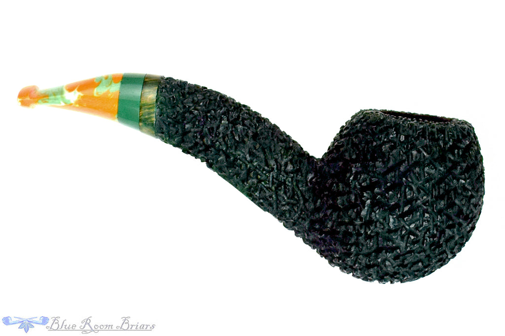 Blue Room Briars is proud to present this Dr. Bob Pipe Green Rusticated Hawkbill with Acrylic