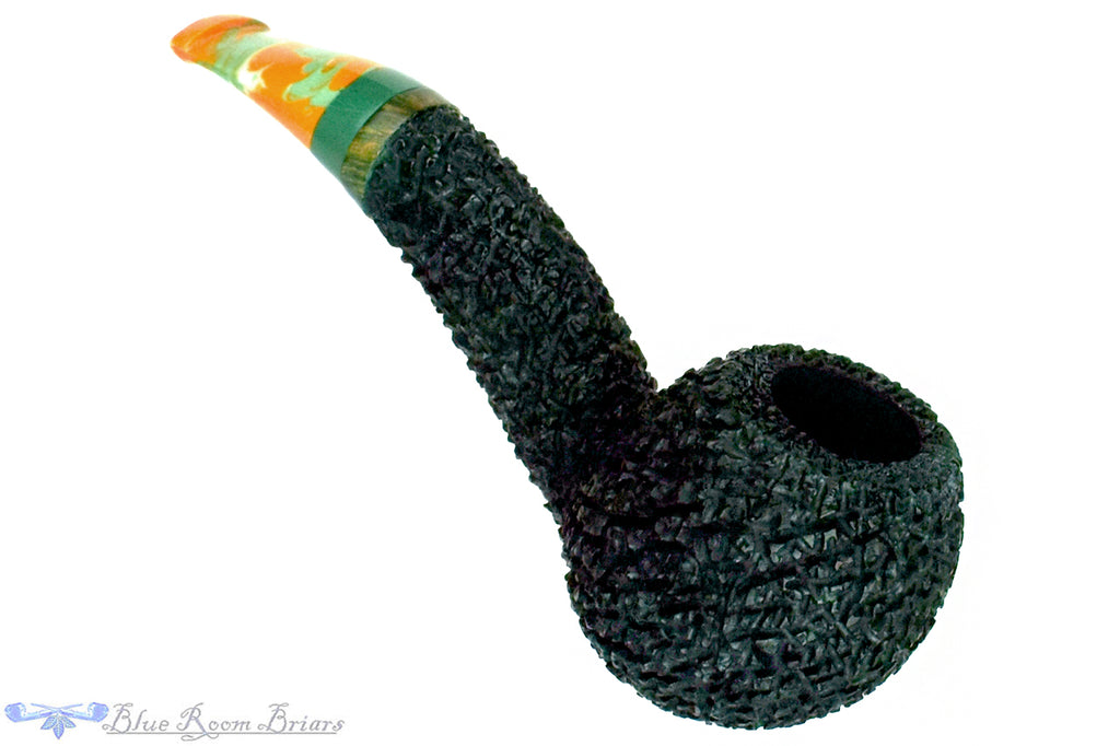 Blue Room Briars is proud to present this Dr. Bob Pipe Green Rusticated Hawkbill with Acrylic