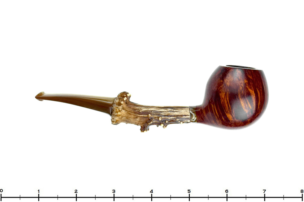 Drew Dunn Pipe Apple with Acrylic, Roebuck Antler, and Magnetic Stem with Custom Tamper