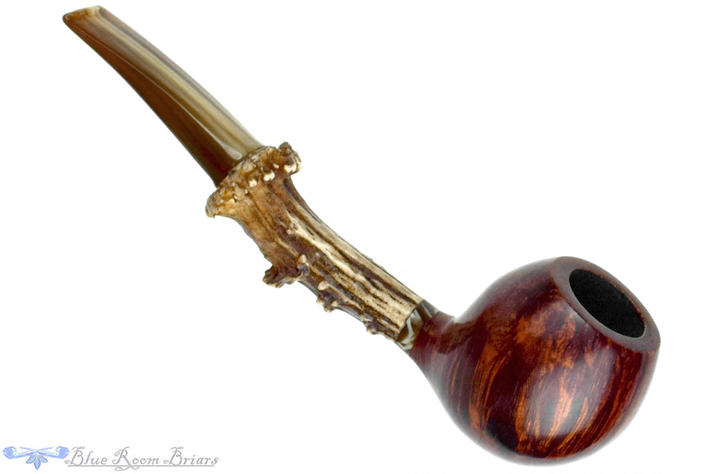 Drew Dunn Pipe Apple with Acrylic, Roebuck Antler, and Magnetic Stem with Custom Tamper