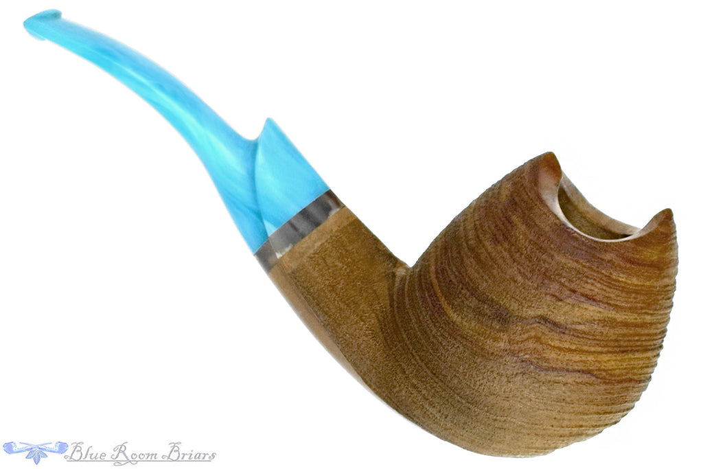 Blue Room Briars is proud to present this Drew Dunn Pipe Bent Sandblast Olivewood Egg with Horn