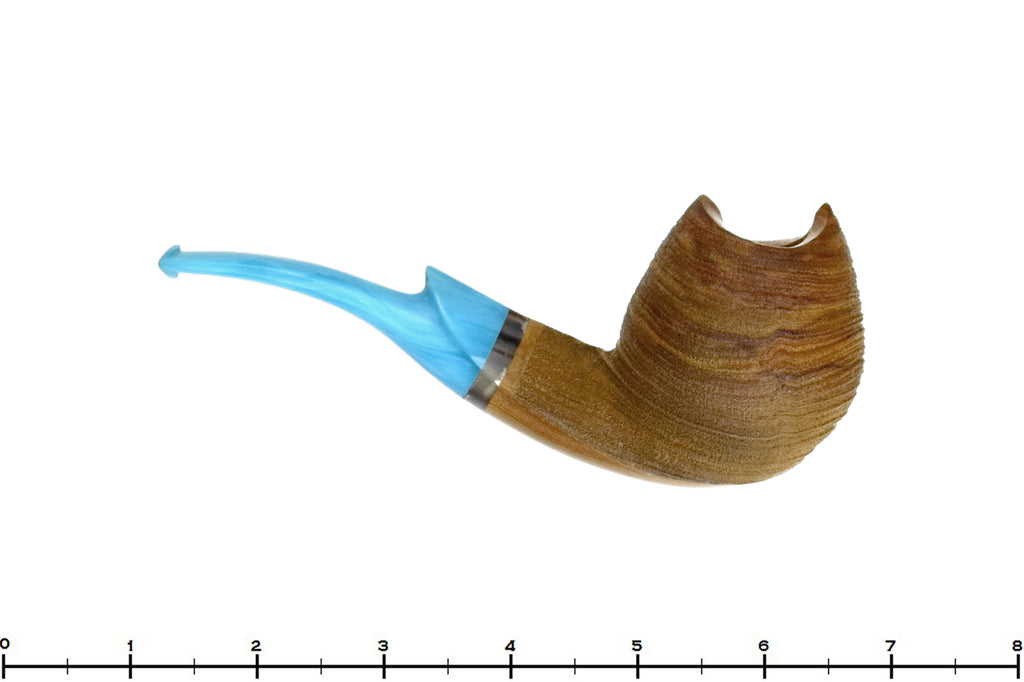 Blue Room Briars is proud to present this Drew Dunn Pipe Bent Sandblast Olivewood Egg with Horn