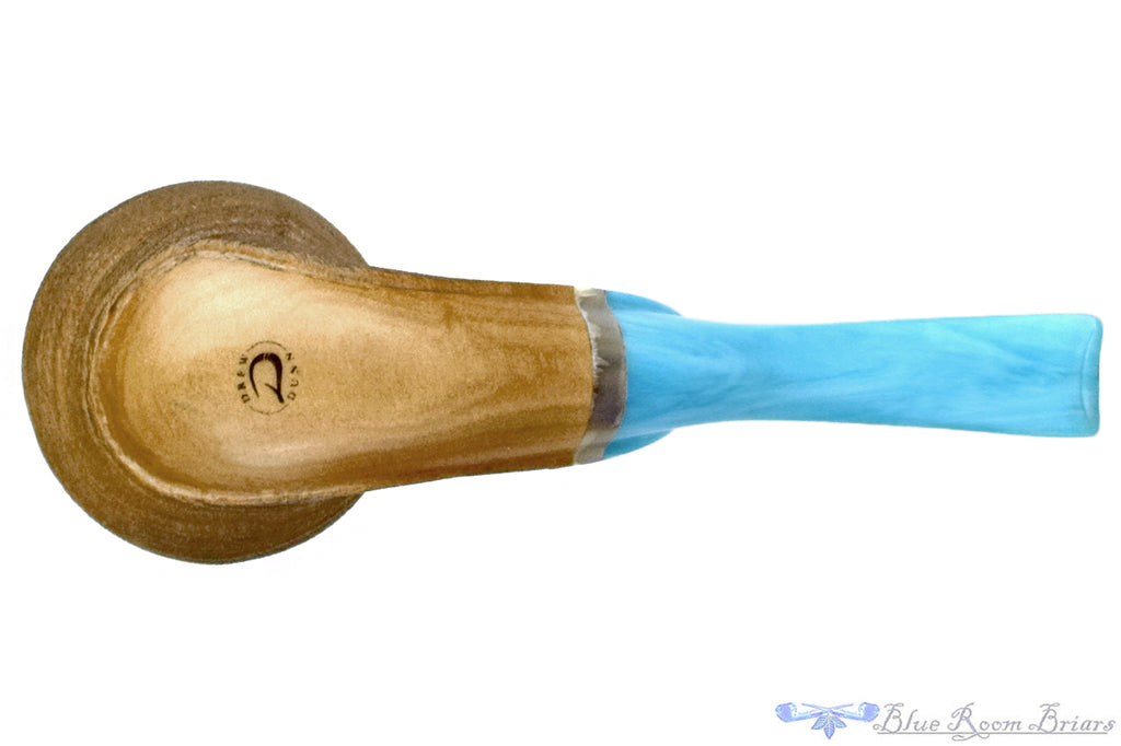 Blue Room Briars is proud to present this Drew Dunn Pipe Bent Sandblast Olivewood Egg with Horn