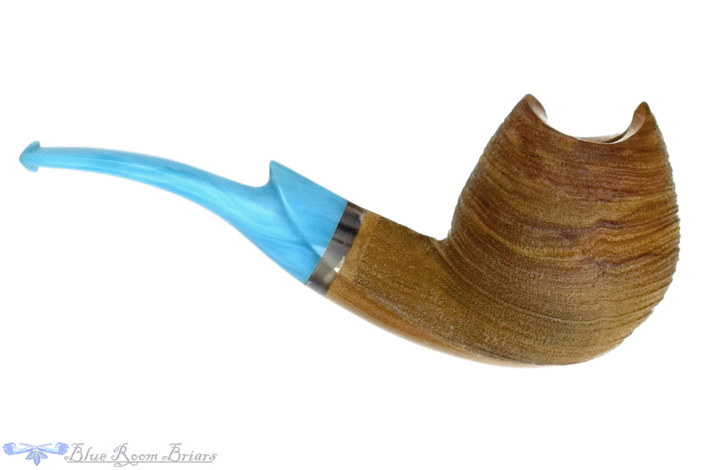 Blue Room Briars is proud to present this Drew Dunn Pipe Bent Sandblast Olivewood Egg with Horn