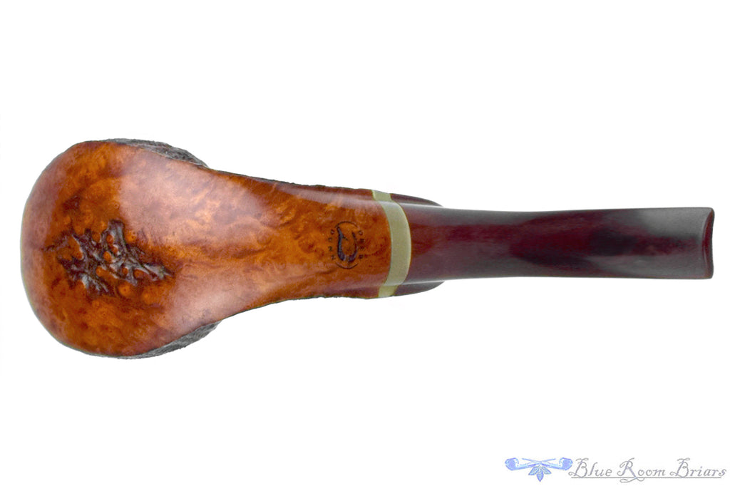 Blue Room Briars is proud to present this Drew Dunn Pipe Bent Sandblast Volcano with Horn