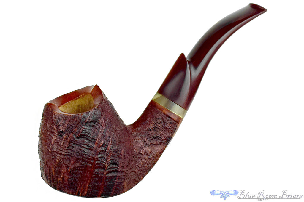 Blue Room Briars is proud to present this Drew Dunn Pipe Bent Sandblast Volcano with Horn