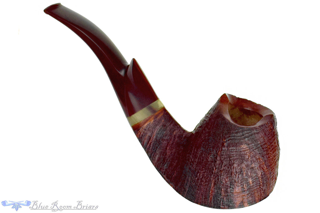 Blue Room Briars is proud to present this Drew Dunn Pipe Bent Sandblast Volcano with Horn