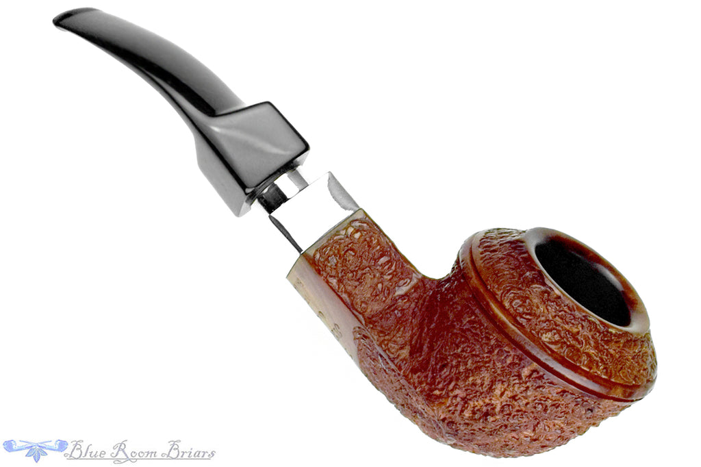 Blue Room Briars is proud to present this Ardor Urano Bent Rusticated Bulldog with Silver Estate Pipe