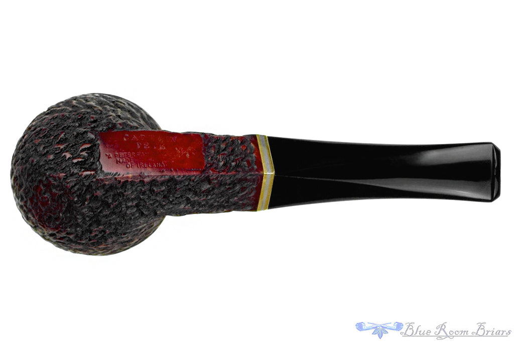 Blue Room Briars is proud to present this Captain Pete (Peterson) XL80 Bent Partial Carved Bulldog with Brass and Nickel Estate Pipe