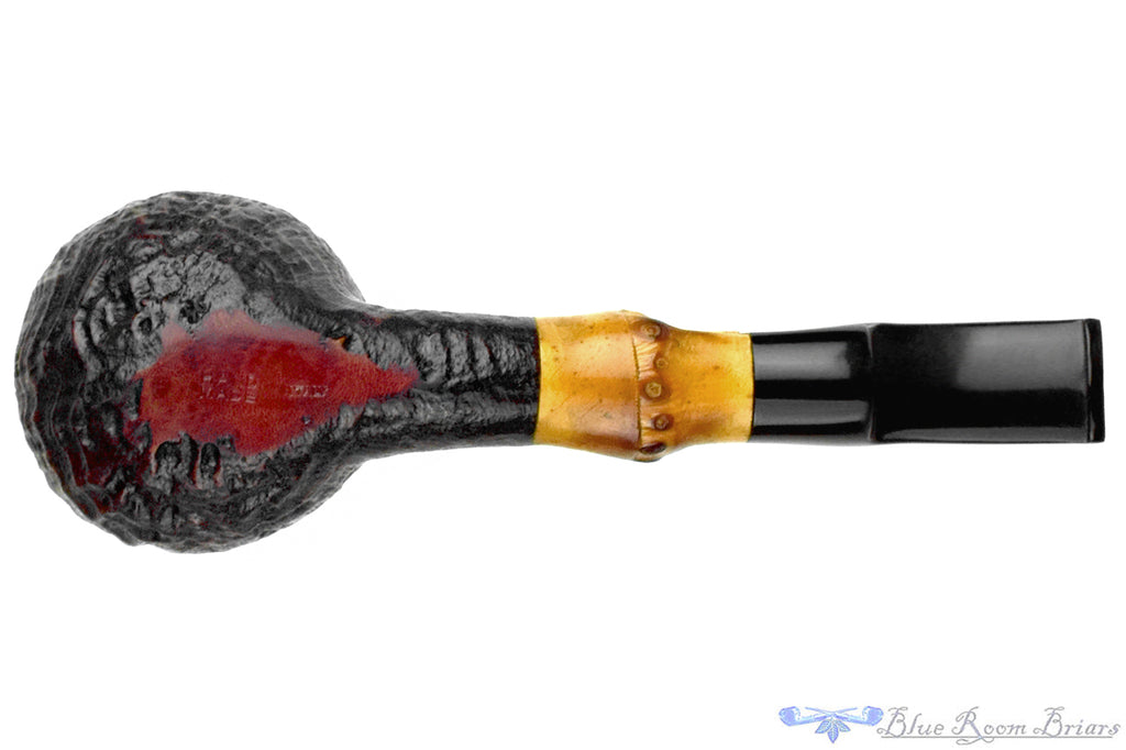 Blue Room Briars is proud to present this Savinelli Handmade Sandblast Bent Apple with Bamboo Estate Pipe