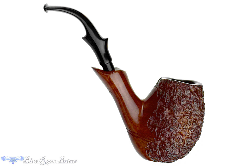 Blue Room Briars is proud to present this Castello Sea Rock Briar G 293 Partial Rusticated Bent Egg Sitter Estate Pipe